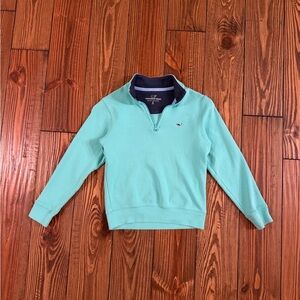 Vineyard Vines Kids Long Sleeve Teal Quarter Zip Pullover Sweater Size Small